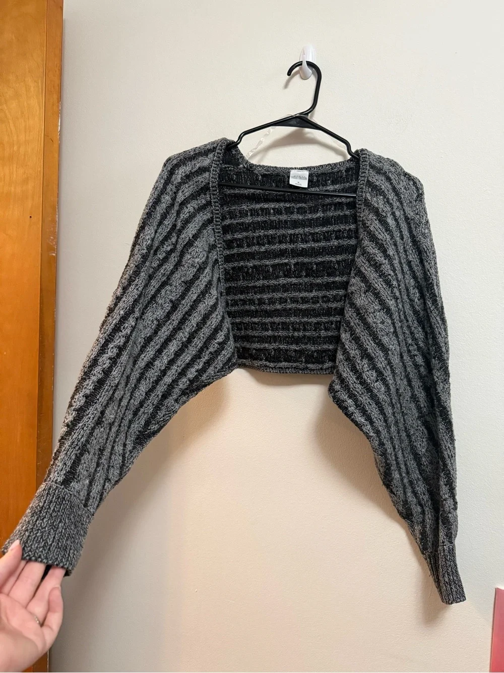 wild fable Black and Gray Striped Open Cardigan